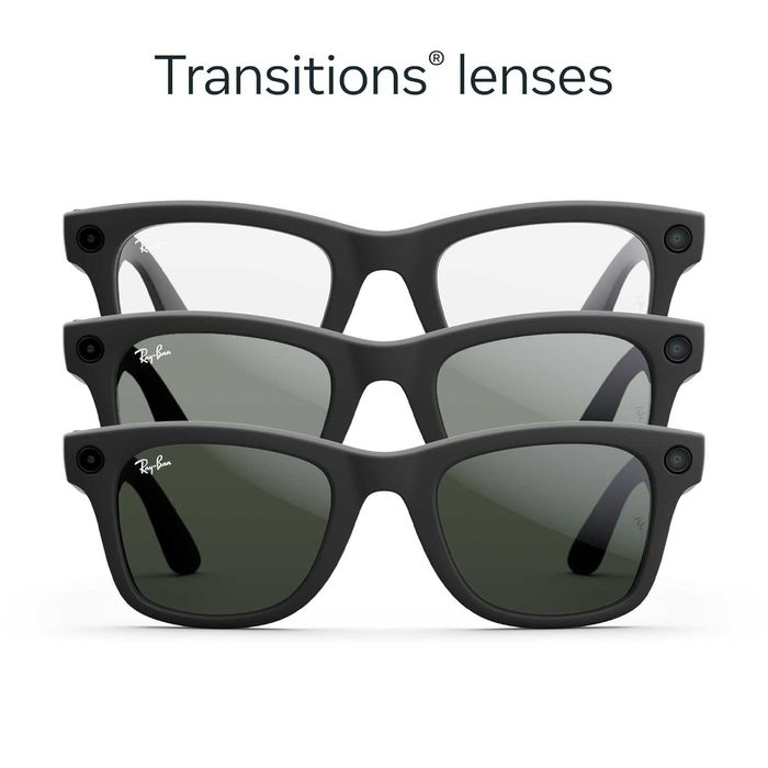 Ray-Ban Meta Wayfarer Matte Black Transitions Clear → Graphite Green
