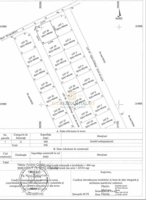 De vanzare teren intravilan 496 mp - Comuna Berceni - Str. Miorita