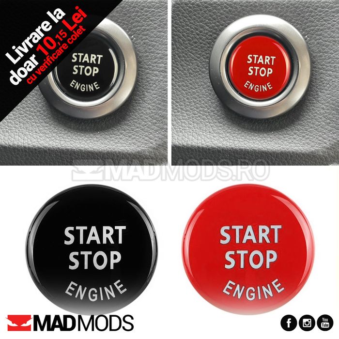 Buton pornire motor Start Stop Rosu Negru BMW E87 E90 E60 E84 E70 E71