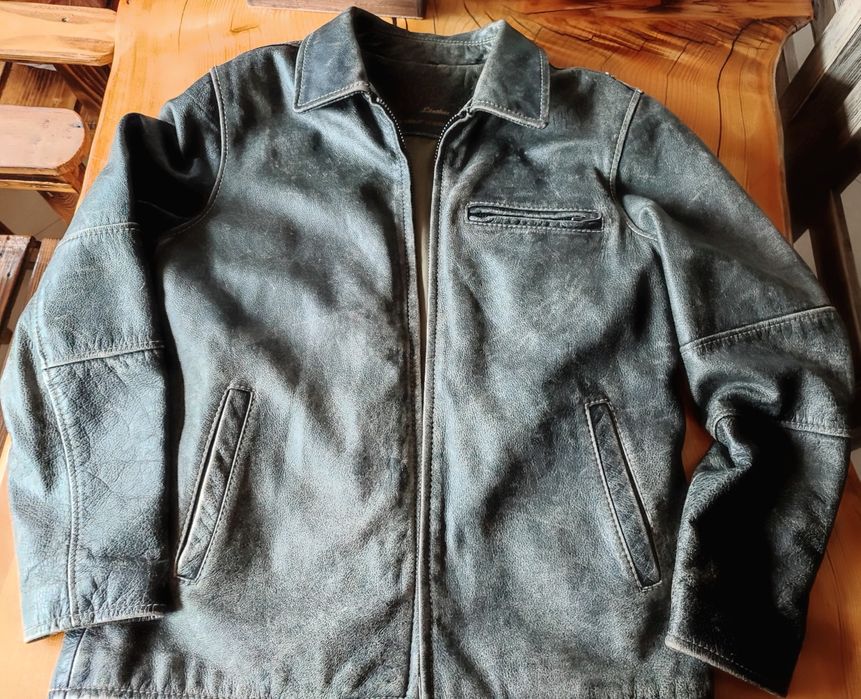 Винтидж Мъжко кожено яке Cafe Racer Rogue Leather  by  Reilly Olmes Xl