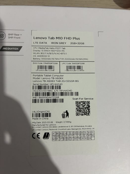 Tableta Lenovo Tab M10 FHD Plus