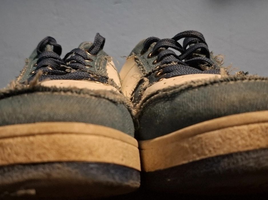 Tenişi Casual "Distressed Star" Design Denim Și Piele, Stil Urban- Măr