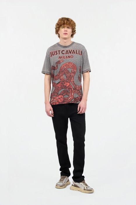 Мъжка тениска Just Cavalli T-Shirt With Logo And Snakes 
мъжка тениска