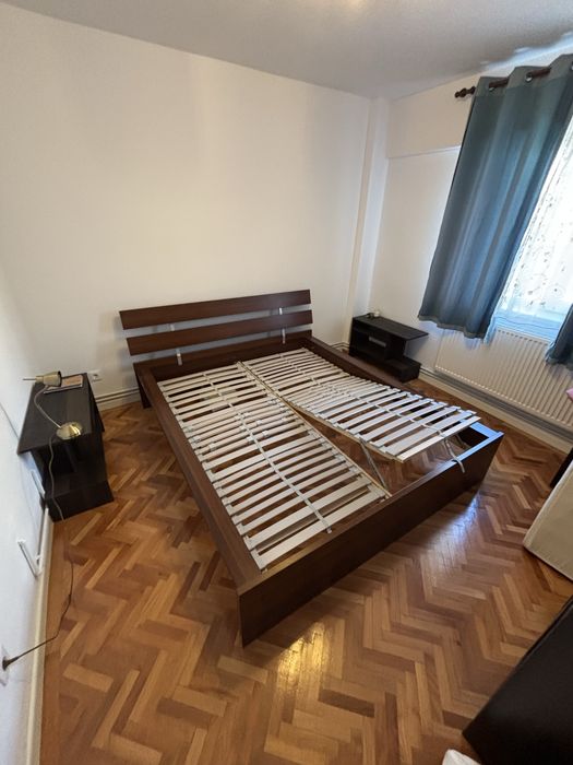Cadru pat matrimonial 160x200 cm cu 2 somiere reglabile + 2 saltele
