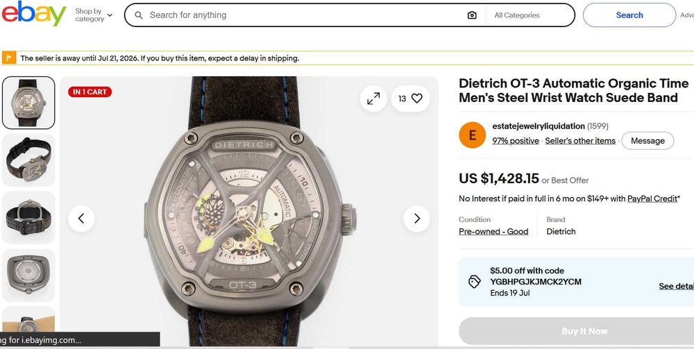 БАРТЕР Dietrich Organic Time Automatic Skeleton DIETRICH-OT-3