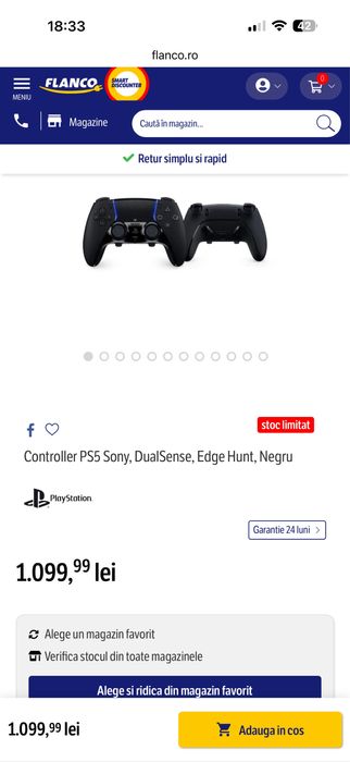 Controller Sony DualSense Edge, (PS5) Negru , Resigilat,Garantie 1 an