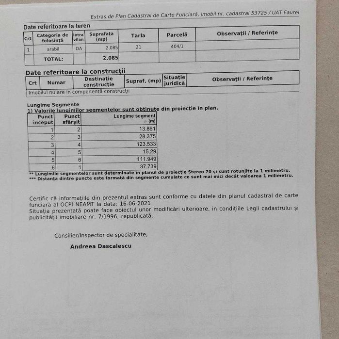 Teren intravilat, Comuna Faurei, Neamt, 2085 mp