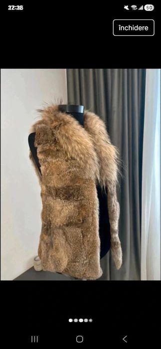 Vesta blana naturala cu buzunare