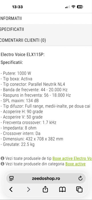 Boxe Electrovoice ELX 115P LiveX