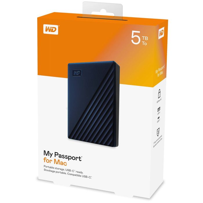 HDD extern WD My Passport for Mac 4 si 5 TB,2.5",USB3.2,Type-C,sigilat