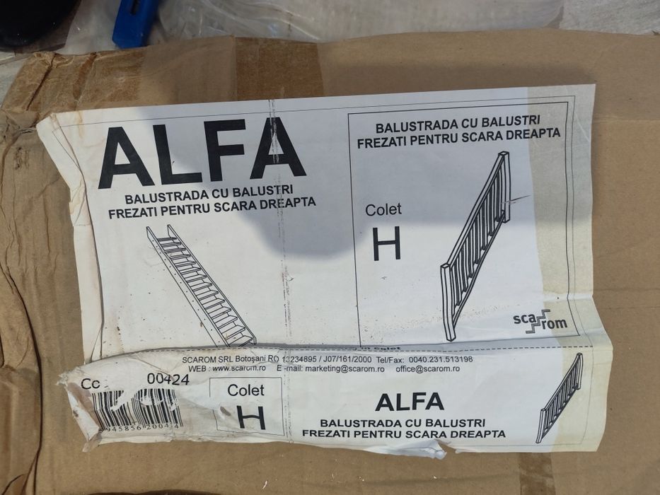 Kit complet de balustrada cu balustrii strunjiti pentru scara Alfa 
Do