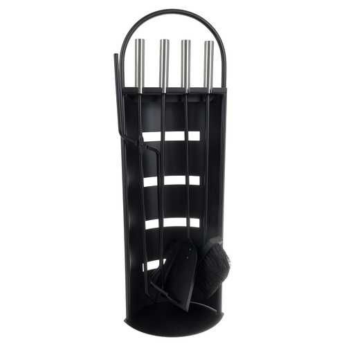 Комплект луксозни аксесоари за камина и печка на дърва-5в1 със стойка