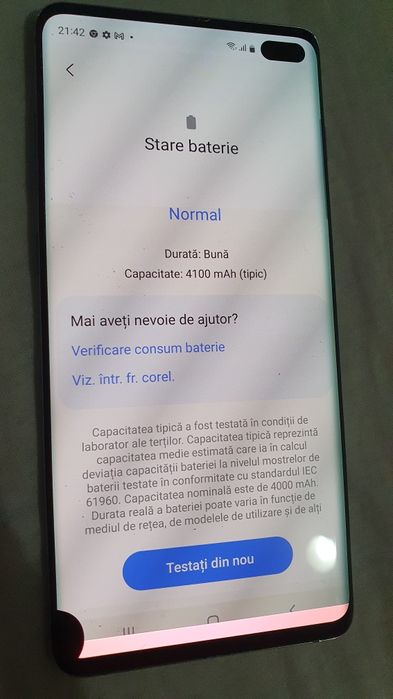 Samsung S10+ , dual SIM, 128 gb, pata pe display
