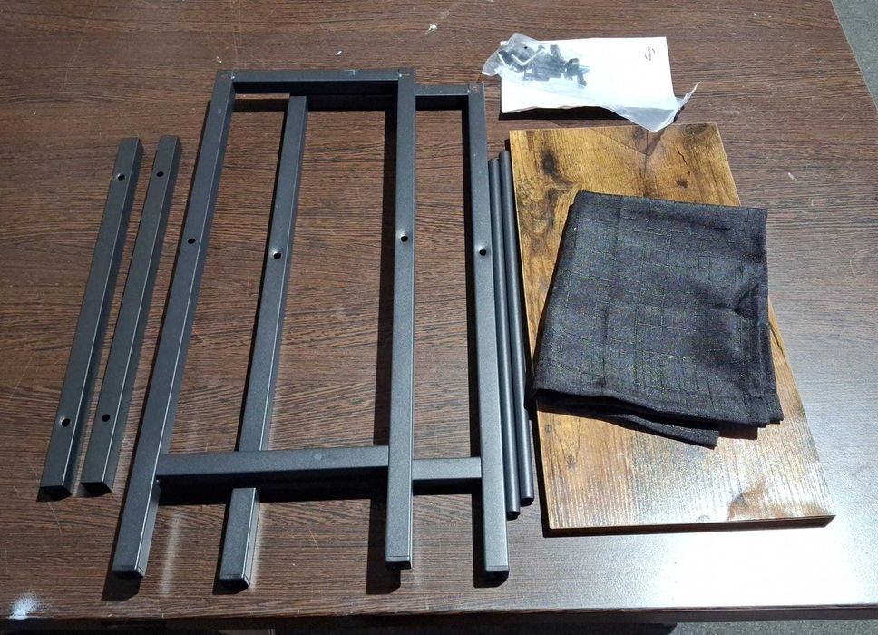 Masuta laterala ingusta HOOBRO, cu spatiu depozitare, negru si maro