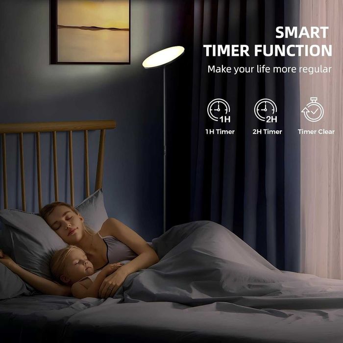 ЛЕД подова лампа в черно