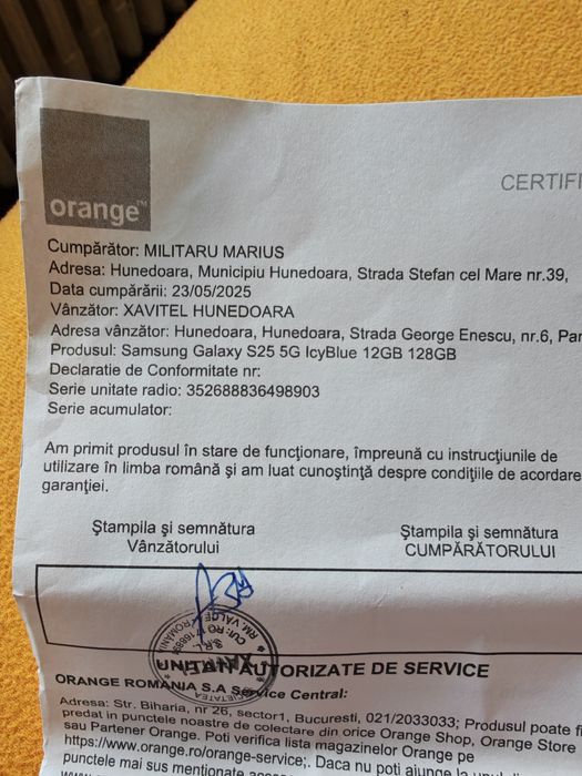 Samsung S 25 ,cu 12gb de RAM și 128 gb