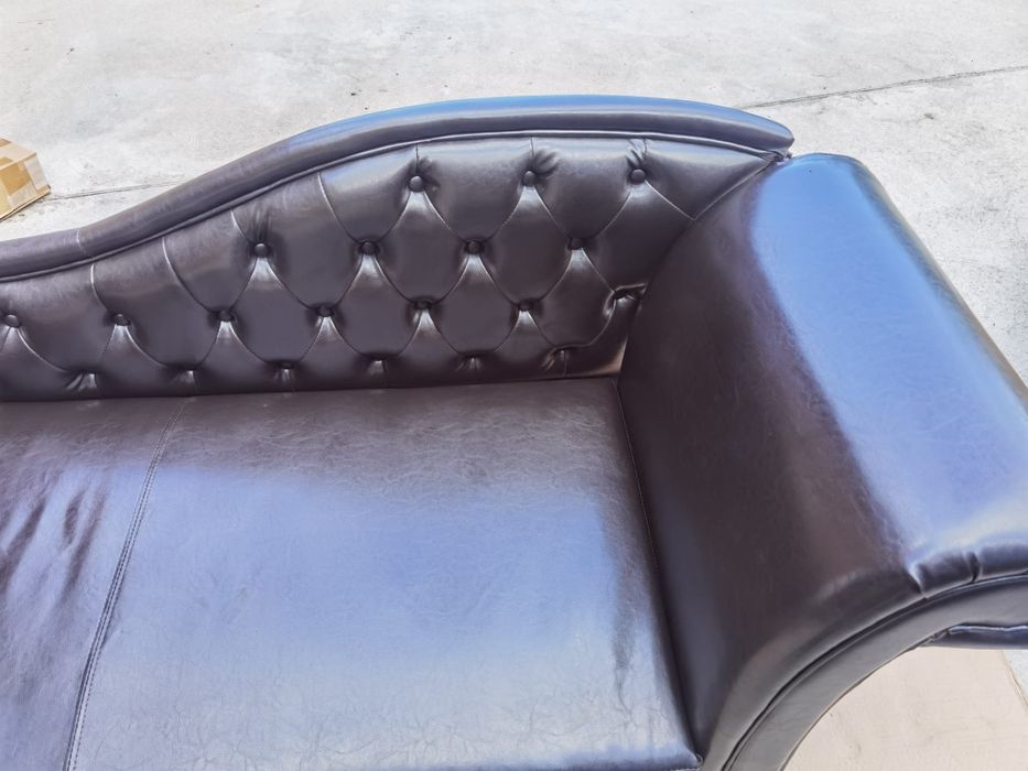 Canapea în stil clasic din piele ecologică, Maro Închis, Beliani