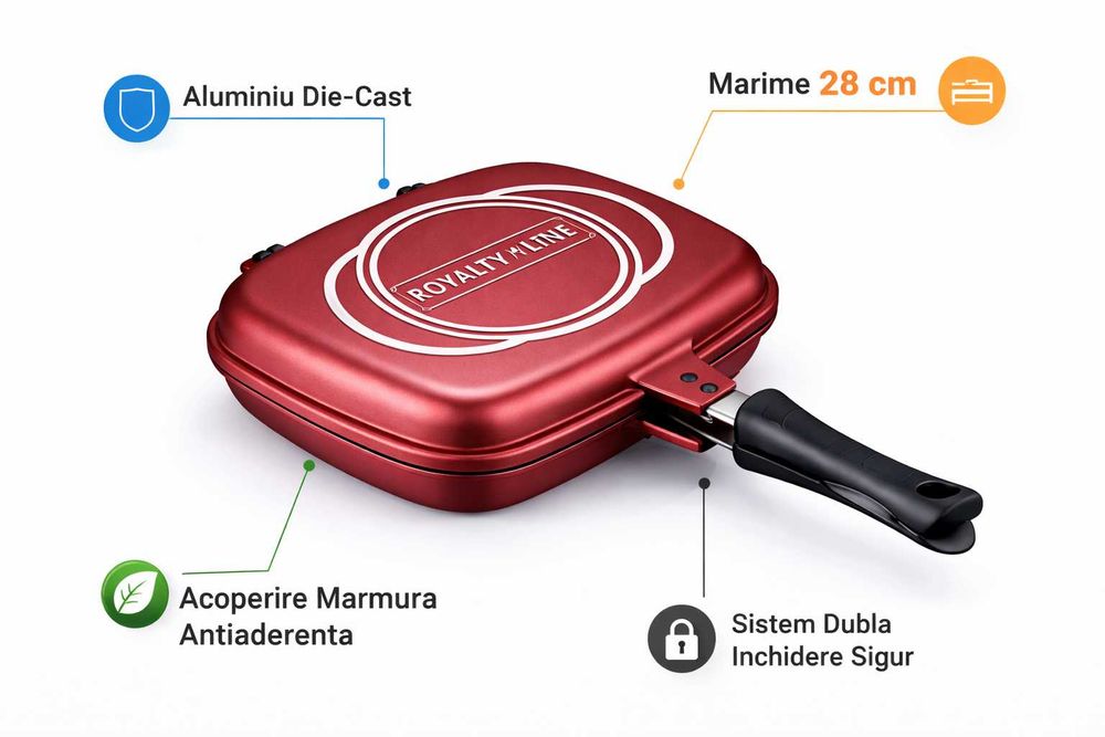 Royalty Line Tigaie Dubla Grill Marble 28 cm