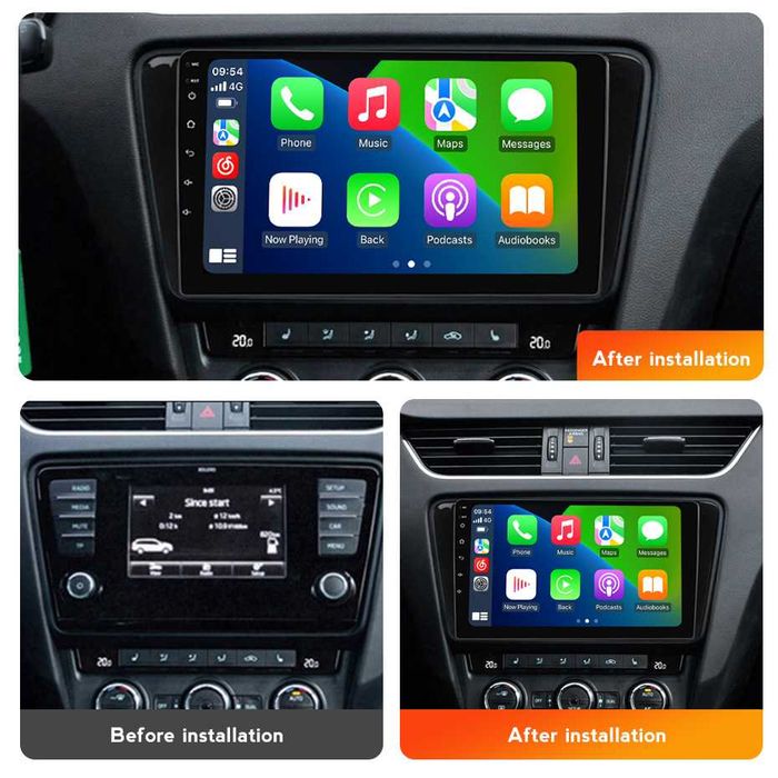 Navigatie Android 14 SKODA OCTAVIA 3 2013+ 1/8 Gb Waze CarPlay CAMERA