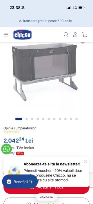 Pătuț Chicco Next2Me / co-sleeper – stare foarte bună