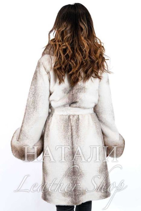 Кожух от алпака с косъм Ава Melange