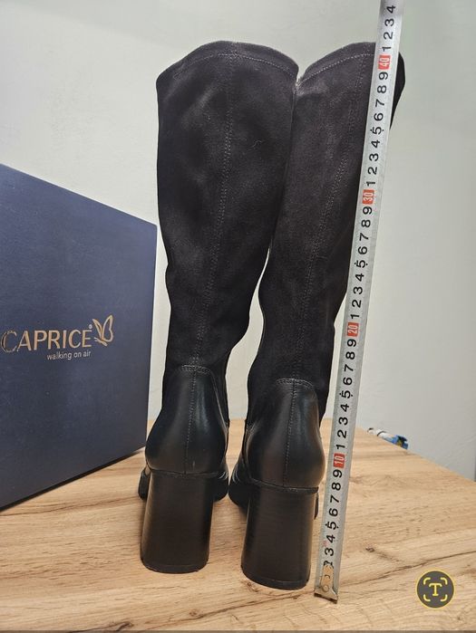 Ботуши Caprice 37 черни кожа и велур