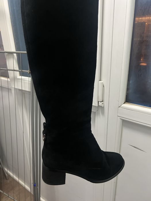 Сапоги замшевые черные