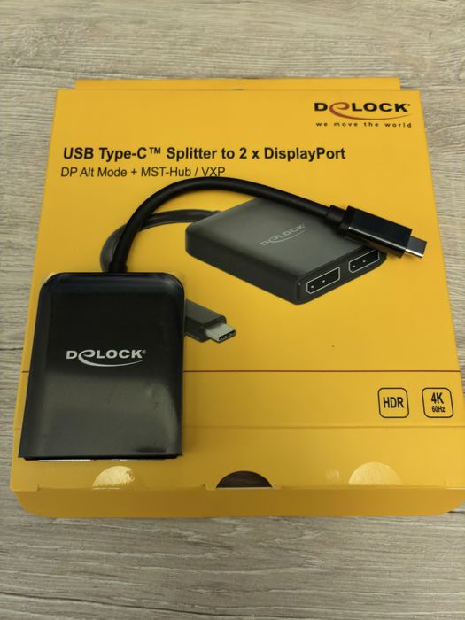 Adaptor delock thunderbolt USB-C (DP Alt Mode) la 2 x DisplayPort + cablu display port cadoo, NOi
