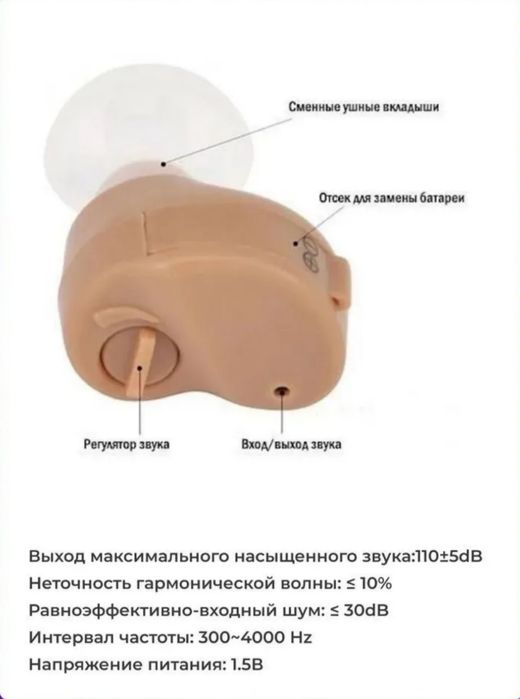 Доставка. Слуховой аппарат на батарейках