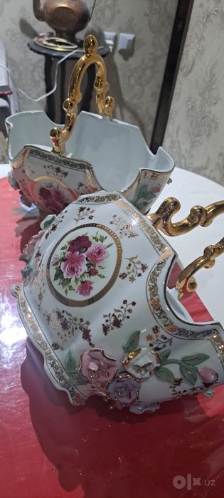 Чехословакия для фруктов  редкий большие фарфор ваза корзинки