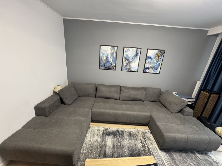 Colțar Mobexpert MONZA 6 locuri, extensibil, gri, 360 cm