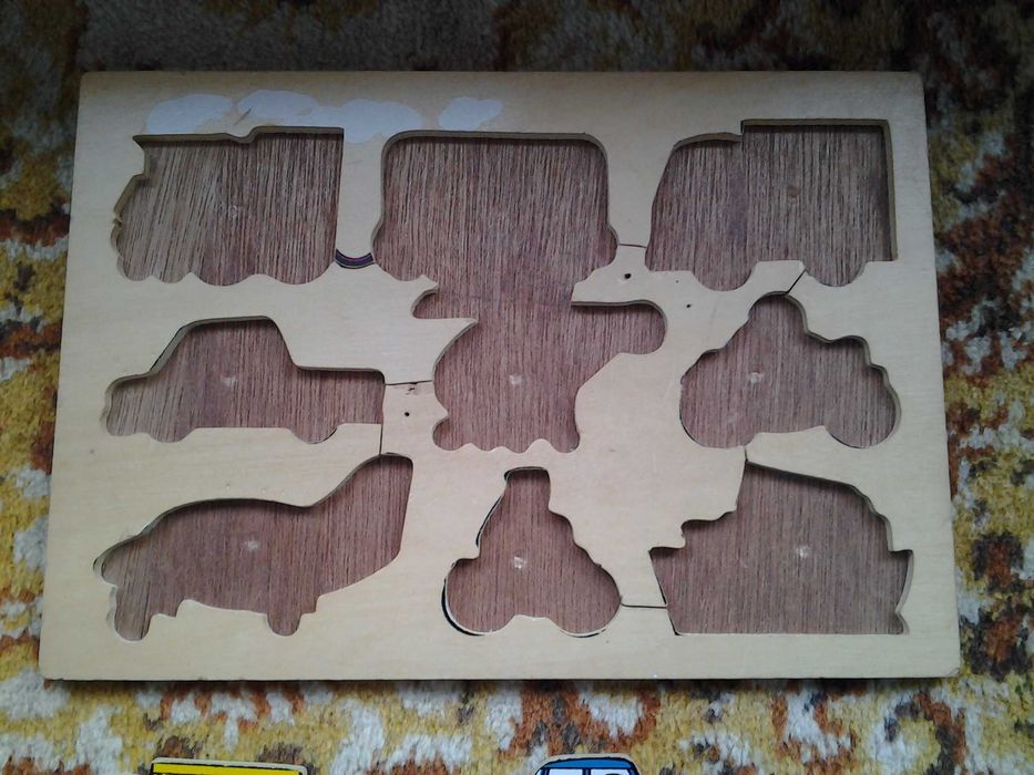 Vehicule - puzzle din lemn 9 piese copii +1 an