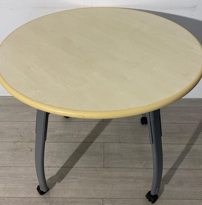 5 Buc. Masă Rotundă Reglabilă, Diametru Blat 90 cm; Birou cu Roți