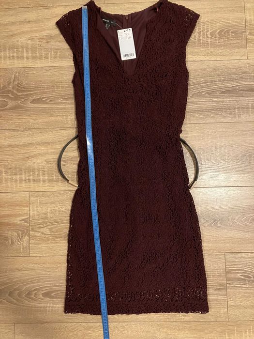 Rochie midi din dantela grena burgundy Mango XS