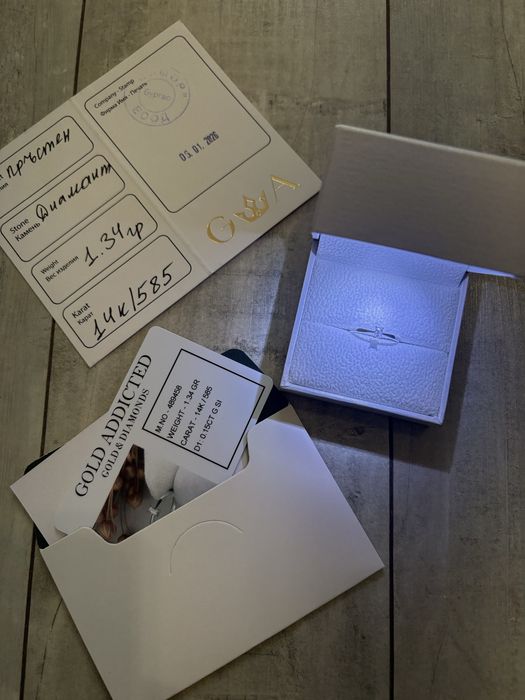 Пръстен бяло злато с диамант