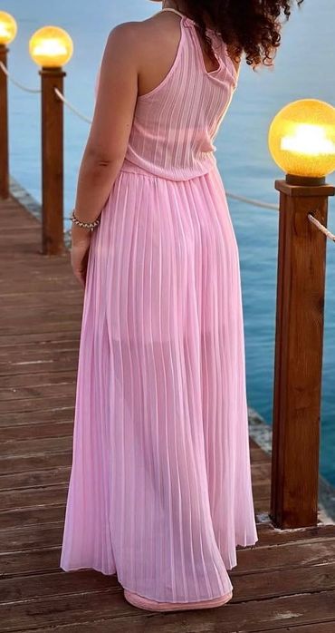Дамска дълга лятна плесирана рокля