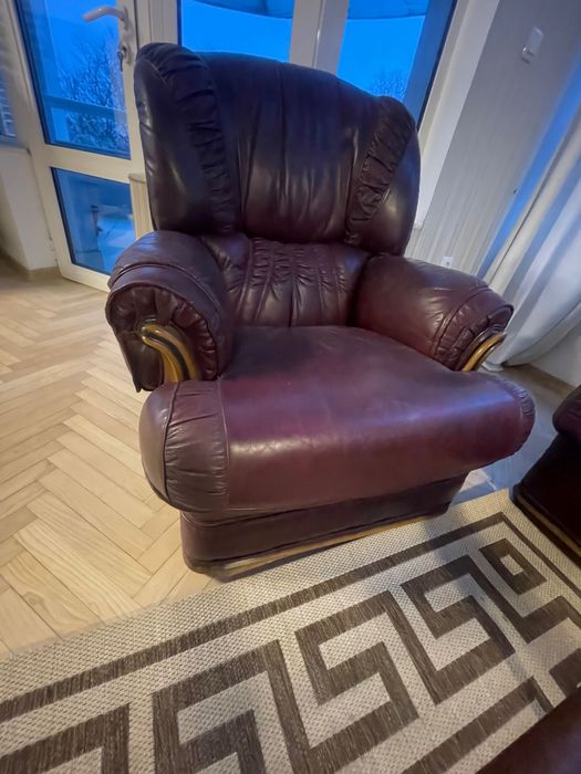 Кожен диван и фотьол