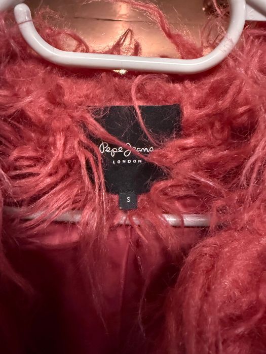 Палто от изкуствена кожа с косъм