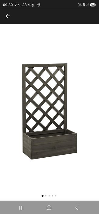 Jardiniera cu spalier de gradina vidaXL, gri, 50x25x90 cm, lemn brad 2.35 kg