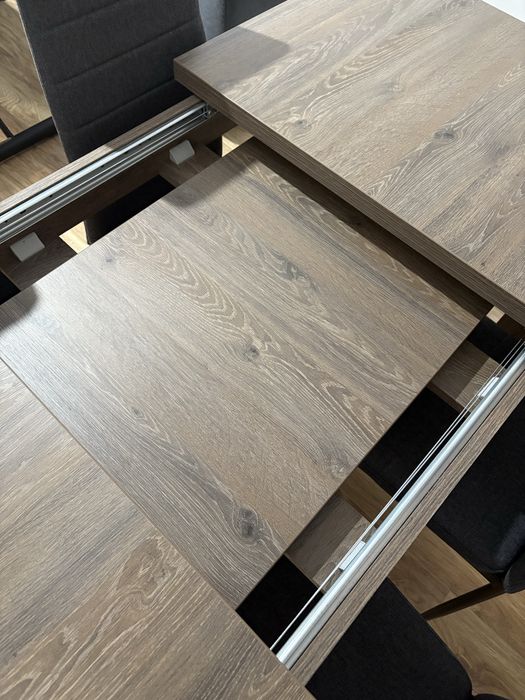 Masă dining extensibilă premium Egger + scaune incluse