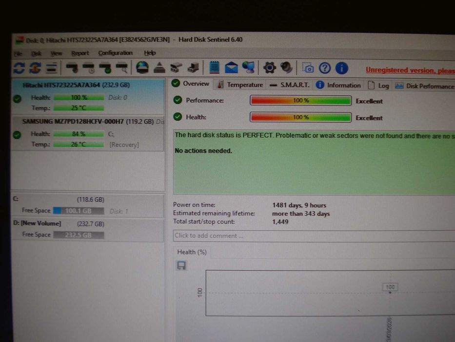 Hard disk hitachi laptop 2.5" slim HDD 250Gb 7200 rpm sata