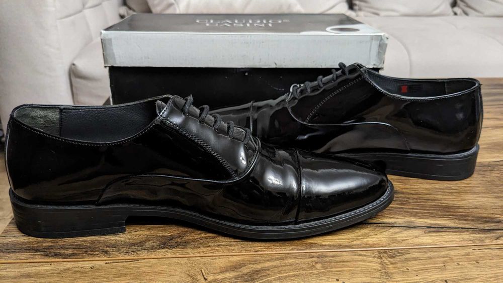 Pantofi ceremonie / nunta piele neagra lac - marimea 43