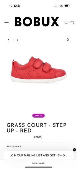 Нови детски кожени обувки за прохождане Bobux Grass Court Red номер 20