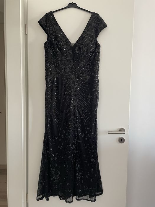 Rochie lungă neagră cu paiete – XUIBOL (mărimea 2XL)