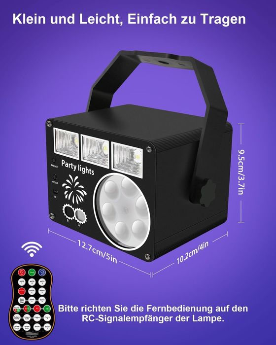 Lumină disco Vicalo LED cu telecomandă + control muzică, stroboscop