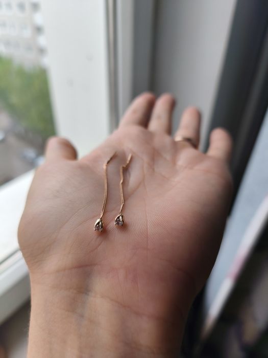 Серьги золотые 585 протяжки продевки Sokolov