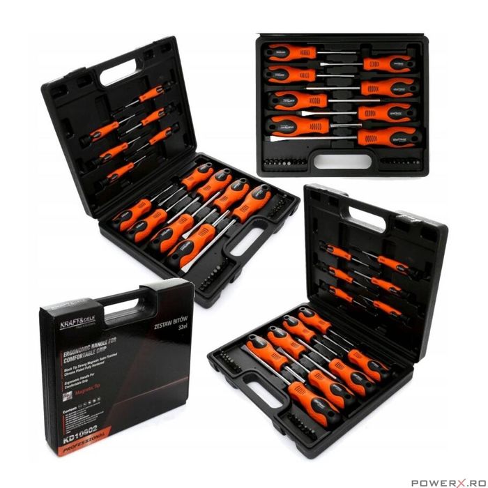 Set surubelnite si biti, 32 elemente, Kraft