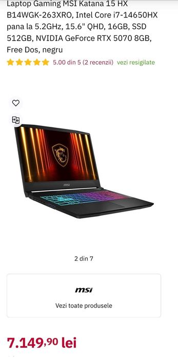 Laptop de Gaming MSI Katana 15HX