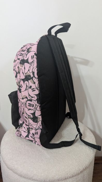 Rucsac școlar Minnie Mouse roz-negru, pentru fetițe, clasele 1–4