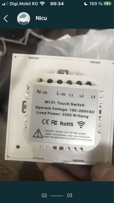 Intrerupator wifi touch ewlink